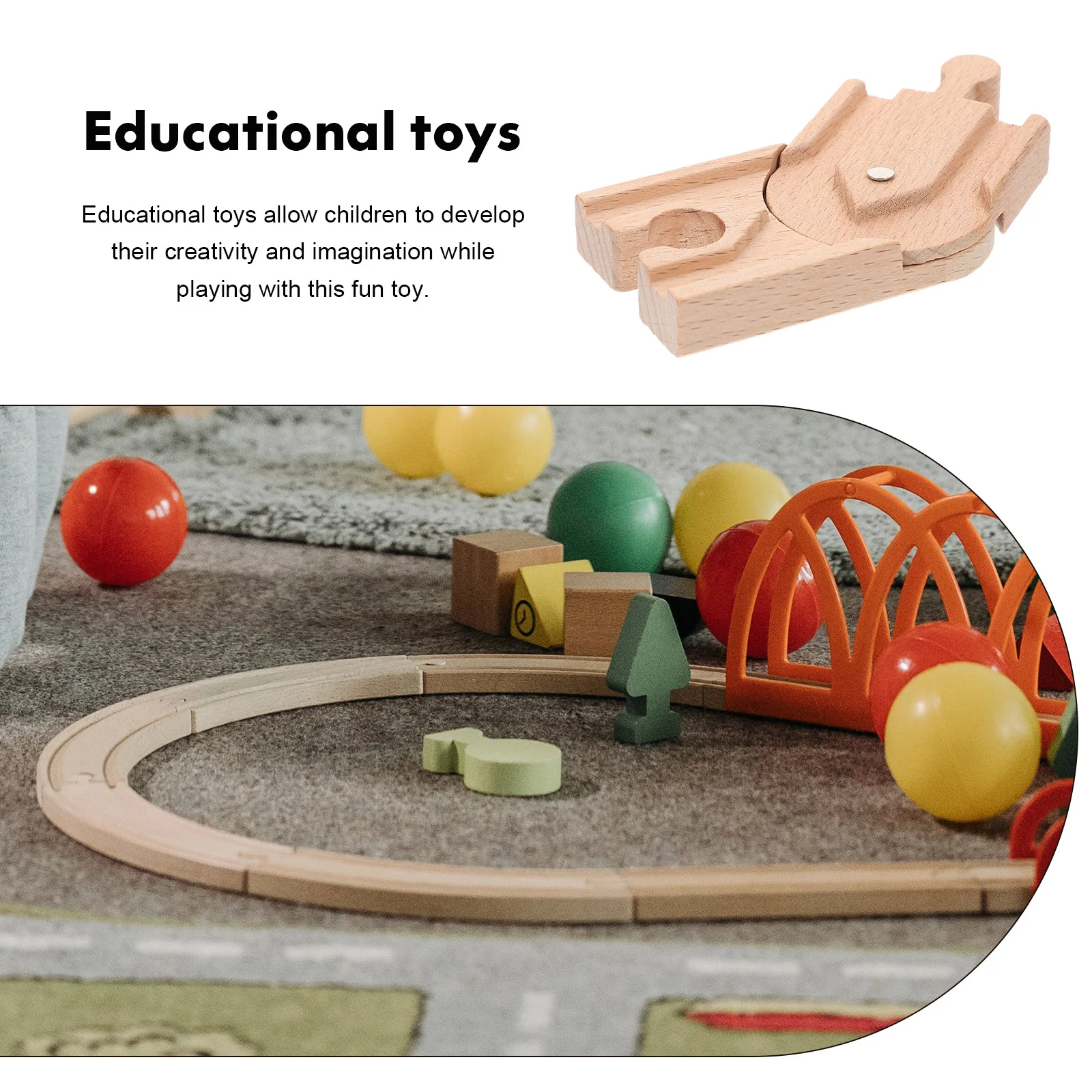 Train Bulk Track Kids Toy Wooden Rail Plaything DIY Tracks Playing Child For 3 Year Old