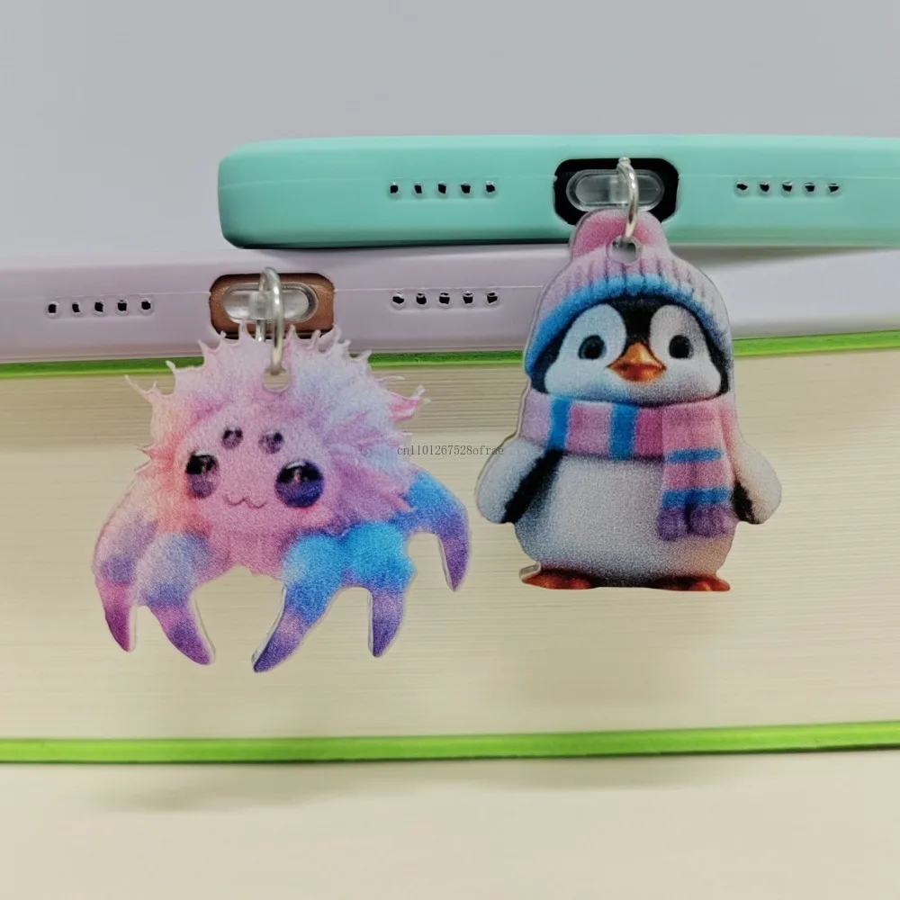 

Penguin Crab Phone Dust Plug Decoration Pendant For iPhone Type C Charging Port Plug Kawaii For Airpods Stopper Women Gift