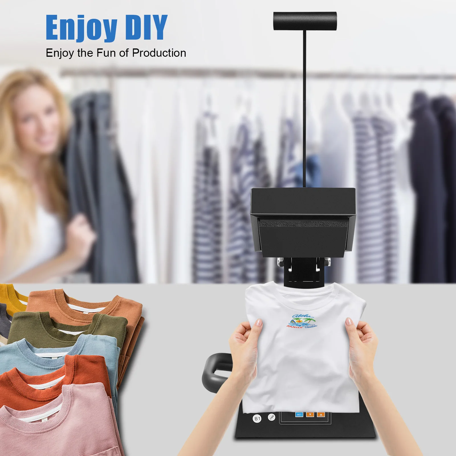 110V Mini Heat Press Machine for T-Shirts, LCD Digital Display, Adjustable Temperature 0-250°C, Portable Transfer Equipment