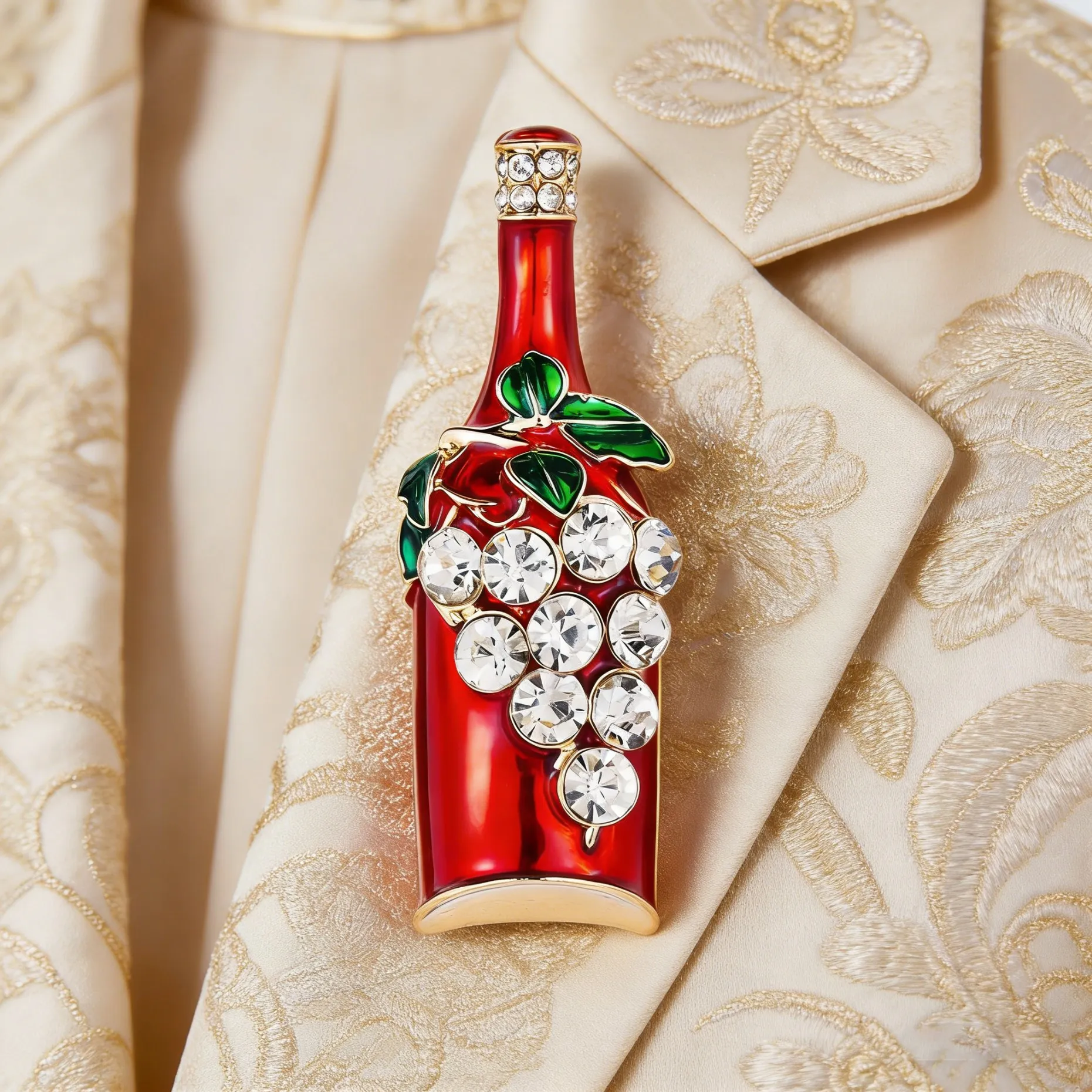 Cute cartoon chest flower beer beverage bottle red wine glass brooch badge pin-XD825156