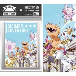 60Pcs/Set Cards Sleeve Digimon Adventure Agumon Gabumon Piyomon Anime Game Colorful Laser Version DIY Toy Cards Protective Cover