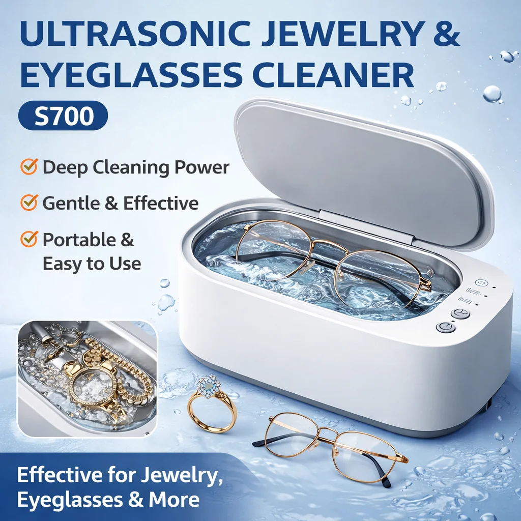 USB Ultrasonic Cleaner, Timed 3-Level High-Frequency Vibration, Deep Cleaning for Jewelry, Glasses, Watches, Dentures