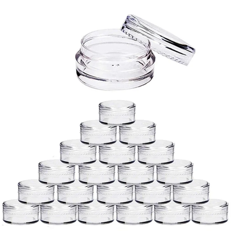 10pcs 5g/10g/15g/20g Empty Plastic Cosmetic Makeup Jar Pots Transparent Sample Bottles Eyeshadow Cream Lip Balm