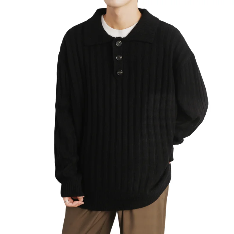 

Warm Retro Pullover Knitted Sweater Fashionable Men's Versatile Sweater Casual Long-sleeved Fashionable POLO Shirt Lapel Sweater