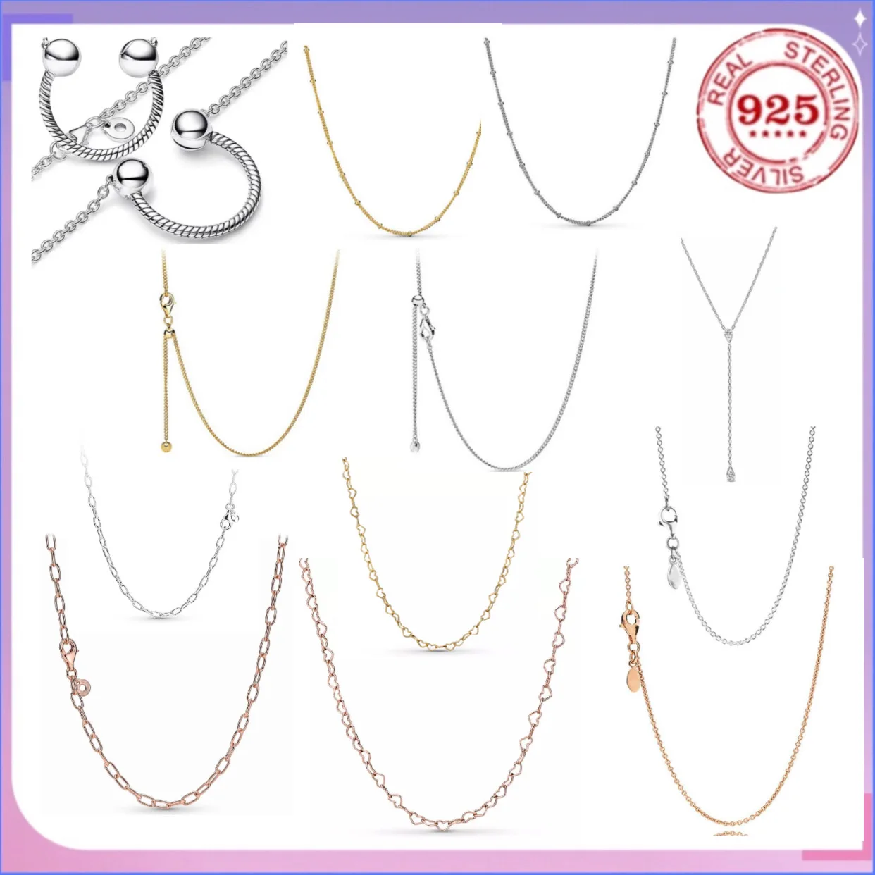 

Classic basic necklace 100% 925 sterling silver round heart-shaped opening pendant necklace women's fine jewelry accessory gift