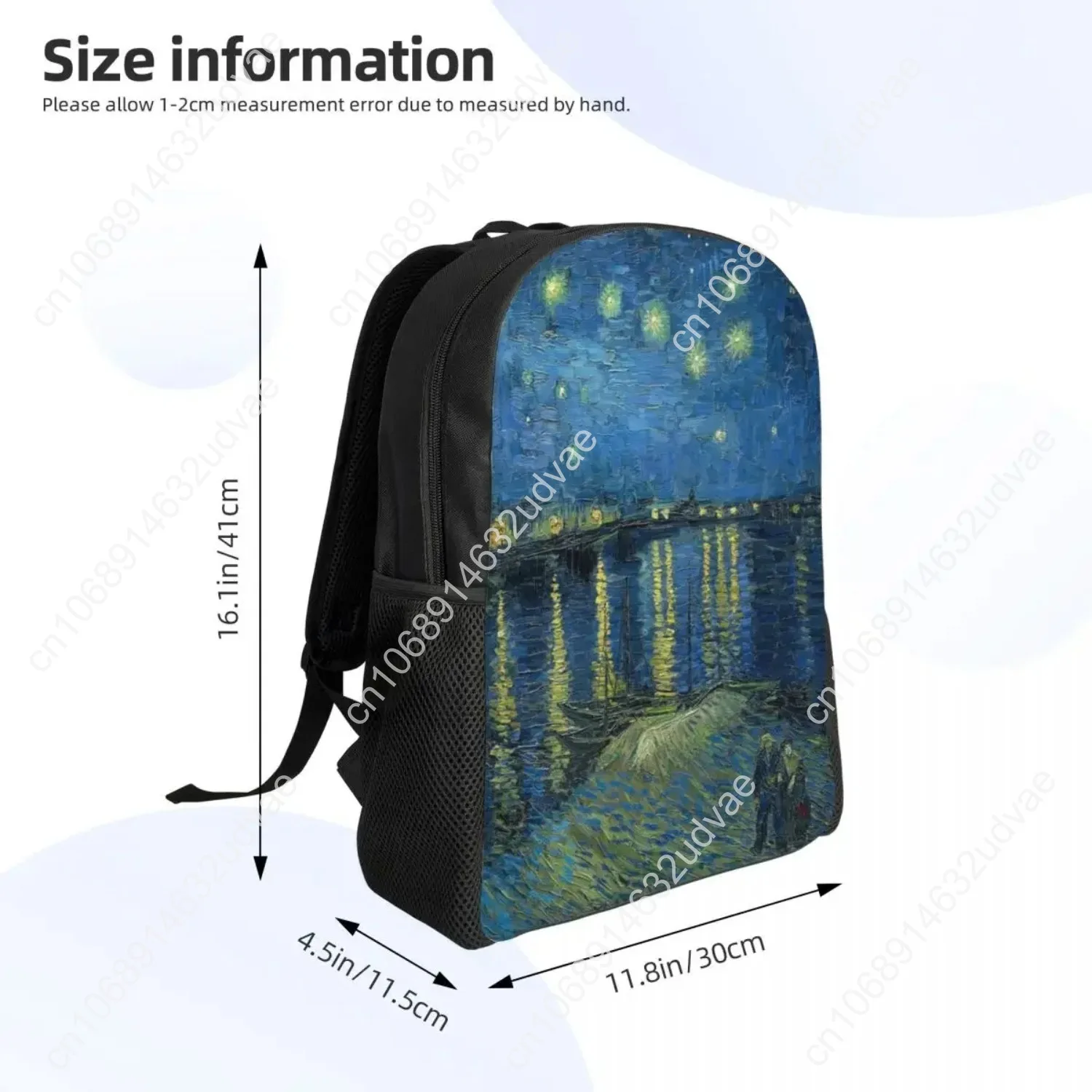 Mochila de viaje de noche estrellada sobre el Ródano, mochila escolar para ordenador portátil para hombres y mujeres, mochila para estudiantes universitarios Vincent Van Gogh