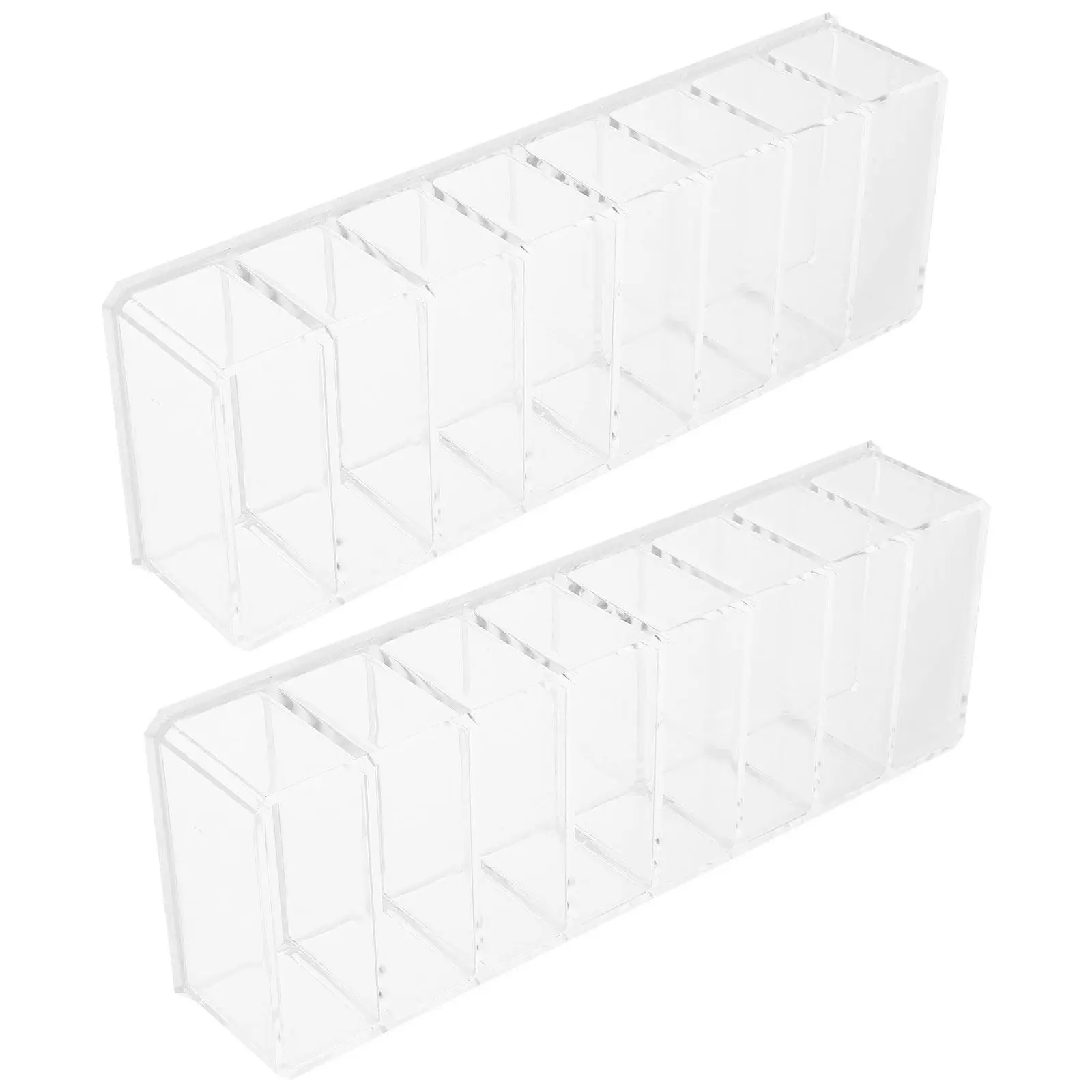 

Набор из 2 пластиковых органайзеров для косметики: штабелируемые контейнеры для теней, пудры, румян и тонального крема с отделениями для хранения