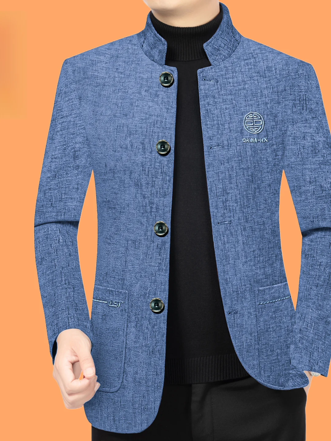 

Мужское шерстяное пальто-жакет с воротником-стойкой, деловое повседневное, новое, стильное, для весны и осени, для свадеб и банкетов, для отдыха