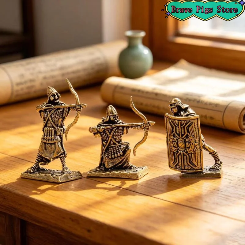 [HM]Military Sandbox Copper Ornaments Figure Roman Legionary Soldier Model Archer Medieval Military Toys[HM]