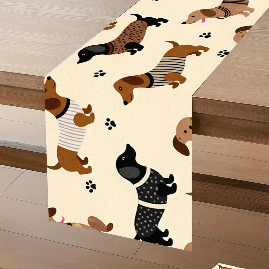 

1 шт., скатерть-дорожка с рисунком щенков, подарок для друзей, подходит для свадеб, кухонь, обеденных столов и семейных встреч, украшения для праздников и юбилеев, незаменимый предмет для дома, незаменимый элемент для кухни.