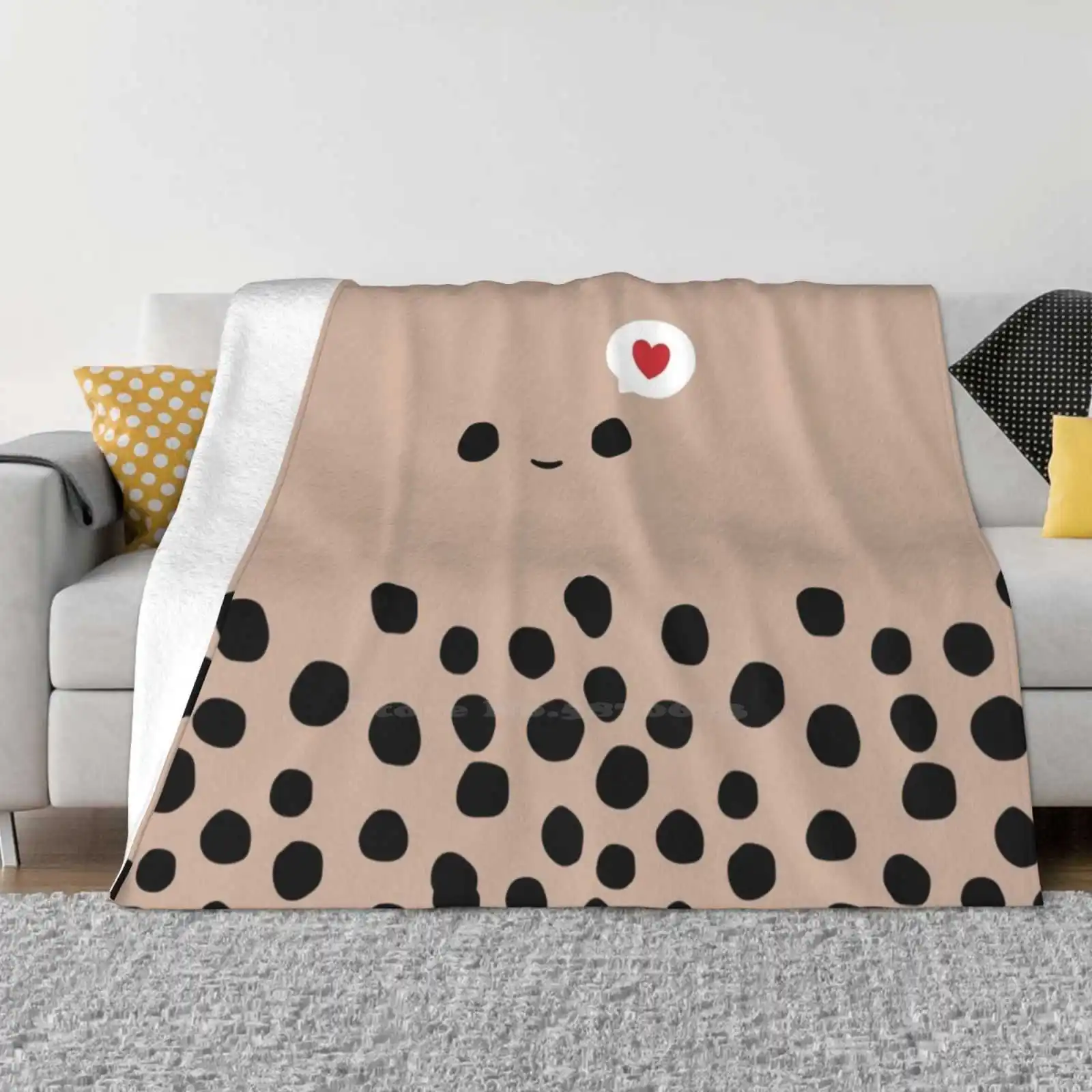 Kawaii Boba Tea Love Bubble Tea mantas suaves muy cálidas para lanzar en sofá/cama/tela Boba de viaje té Tapioca té de la leche perlas de Tapioca