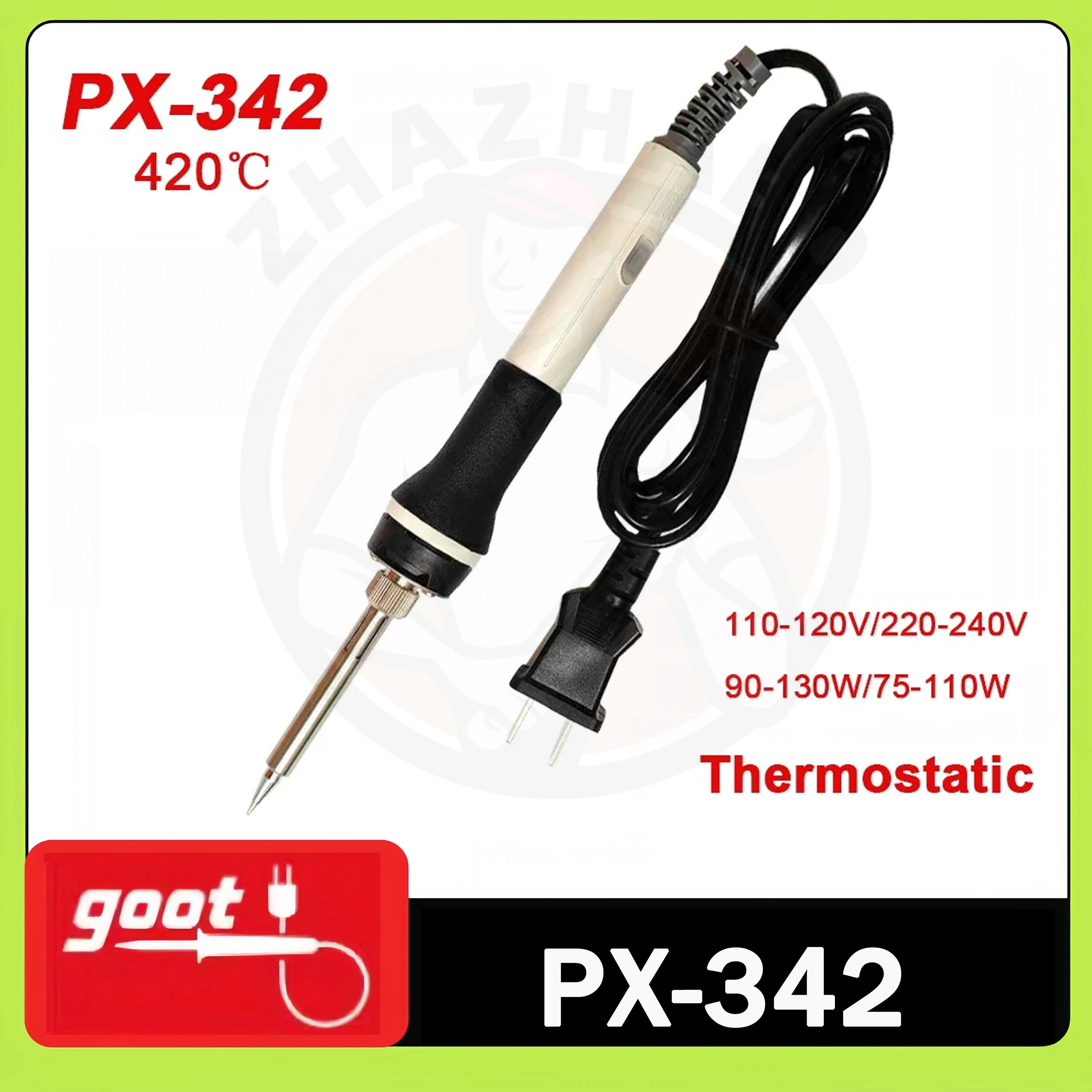 

GOOT PX-342 constant temperature solder - 420℃, 220V, lead free safe for PCB welding and electronics repair