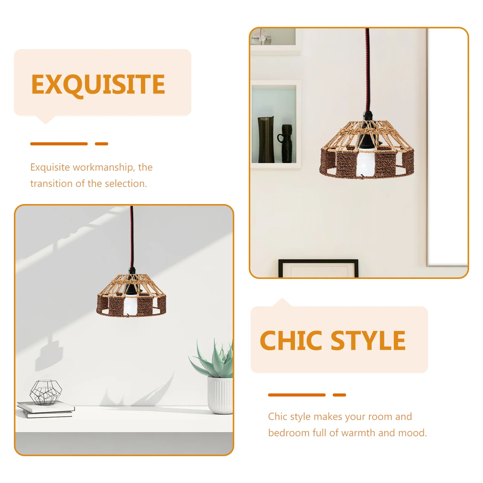 

LED Paper Rope Lampshade Durable Hanging Ceiling Light Cover Creative Room Decoration Warm Atmosphere Lamp Shade