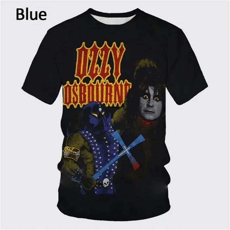 T-shirt à manches courtes imprimé en 3D du groupe de rock punk, haut rétro décontracté, mode créative, vêtements de groupe, Ozzy Osununundy