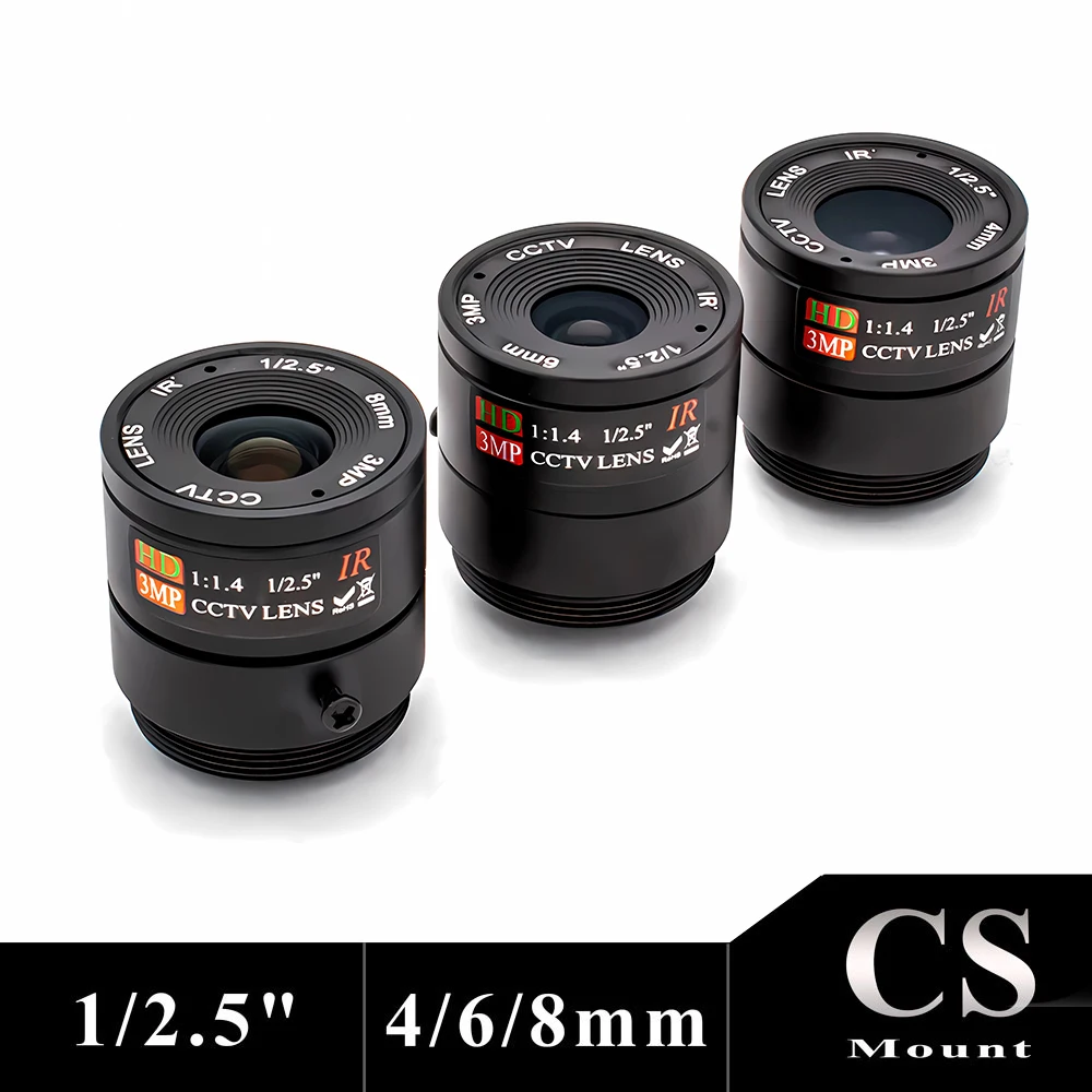 

3MP 4/6/8mm CS Mount Lens 1/2.5 Inch Format F1.4 Aperture For Industrial Machine Vision Camera Lens HD Surveillance Camera Lens