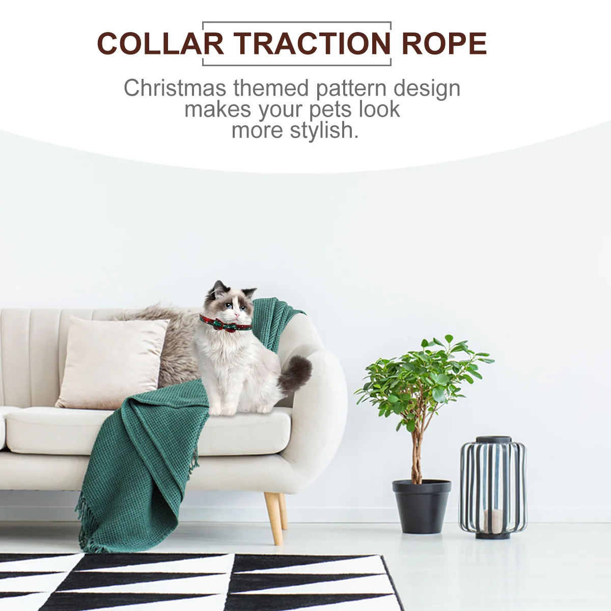 

2Pcs Christmas Themed Dog Collar and Leash Set Creative Lovely Pet Necklace Christmas Dog Collar and Leash Pet Bow Ties