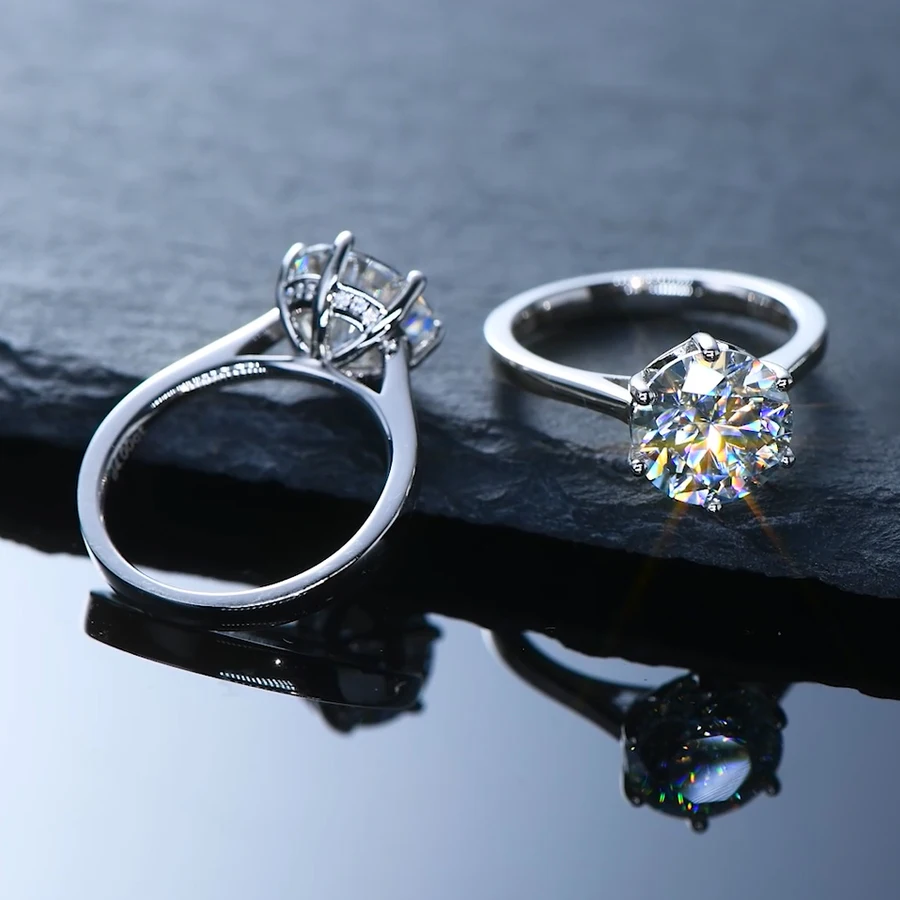 

4ct 3ct 2ct D Moissanite Solitaire Ring 925 Silver Promise Engagement Wedding Rings for Women 8mm/9mm/10mm Sparking Lab Diamond