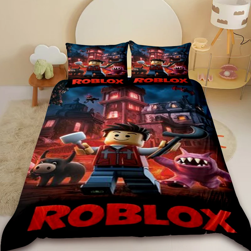 

Kids Roblox Duvet Cover Set Game Teenager Bedding Set Anime Skin Friendly Soft Bedroom Decor Holiday Gifts