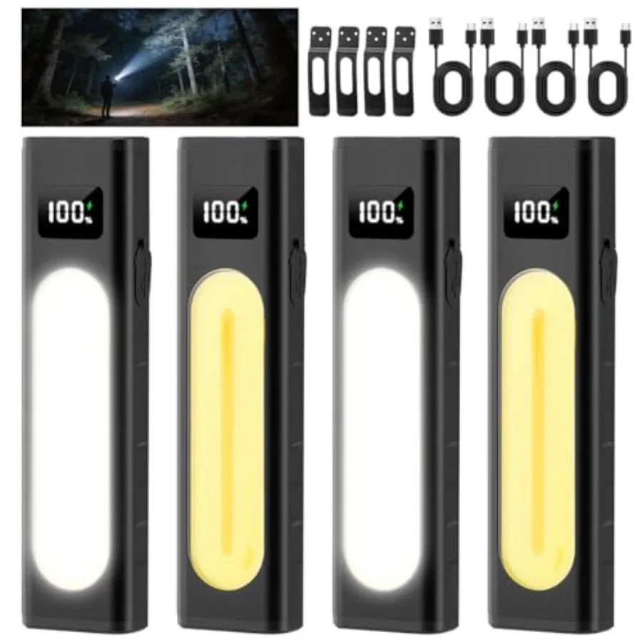 Rechargeable Flashlights High Lumens 1800, Flat EDC Flashlight Rechargeable, Magnetic Pocket Flashlight Super Bright, Waterproo