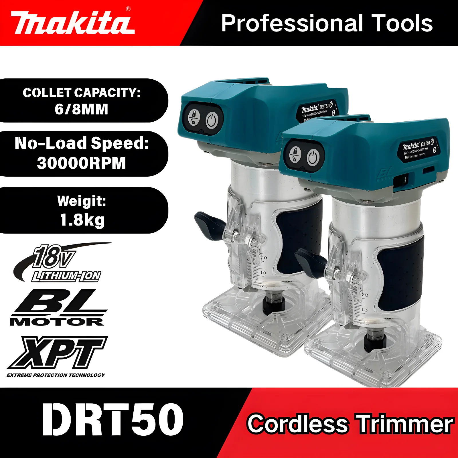 صالح ماكيتا DRT50 اللاسلكي المتقلب قابلة للشحن آلة التشذيب فرش الشق أداة طحن آلة الحفر الخشبية