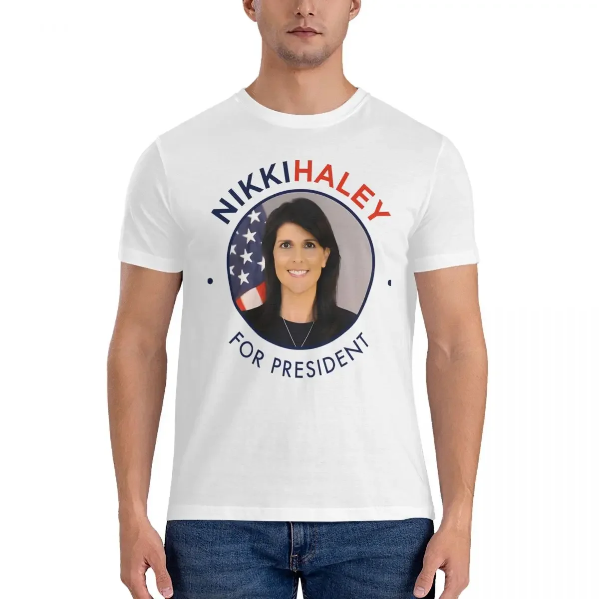 

Футболки президента для мужчин Nikki Haley Hipster, футболки из 100% хлопка, футболка с круглым вырезом и короткими рукавами, Новое поступление, одежда
