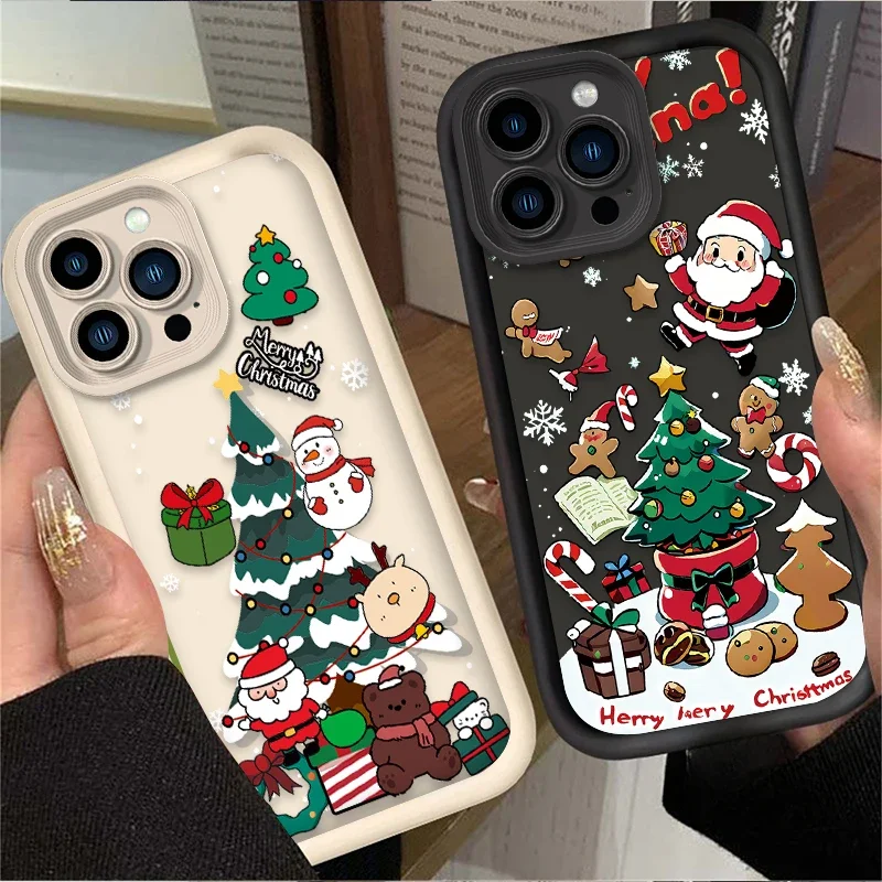 Protection Soft Silicone Back Case for iPhone 16 15 14 13 12 11 Pro Max XS X XR 8 7 6S Plus SE 2020 Cute Father Christmas Cover