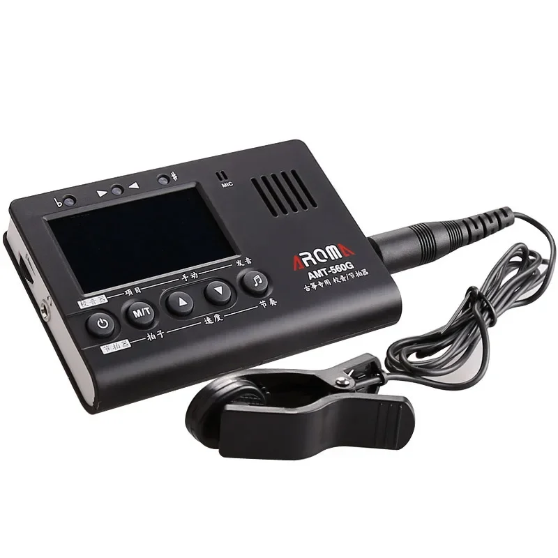 AROMA AMT-560G Portable Guzheng tuner Metronome Tuner and Tone Generator 3 in 1 for Twelve equal laws Guzheng Mic