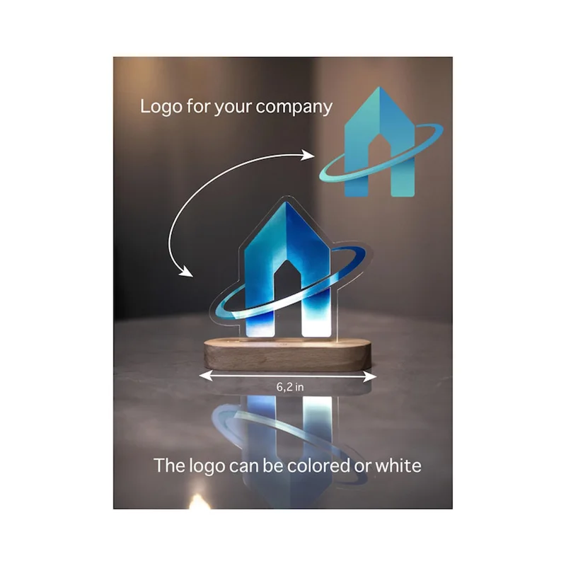 

Personalized Business Logo Acrylic Light Plaque Custom Company QR Code Sign Tabletop Decor Corporate Business Gifts For Office