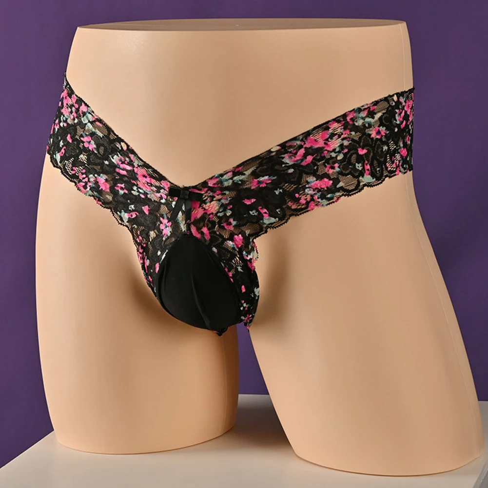 Men Sissy Print Thong G-String Pouch Panties Bikini Underwear Lingerie Underpants Sissy Knickers Cock Pouch Gay Men Briefs