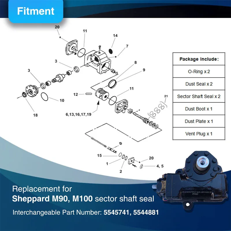 YMT Automotive Parts Sector Shaft Seal Kit For Sheppard M90 M100 Power Steering Gears, Replace 5545741/5544881 (9 Pack)