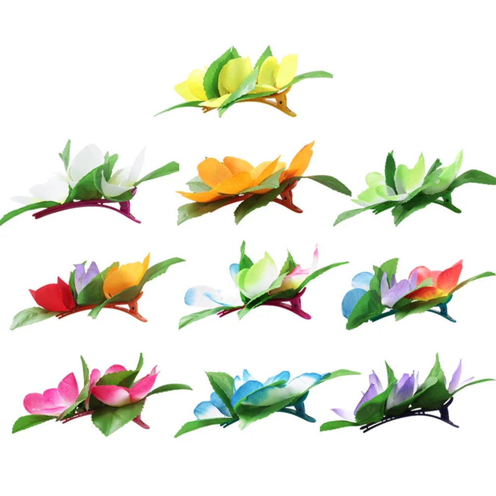 

10Pcs Hair Flower Clips Colorful Floral Hairpins Perfect for Festival Hawaiian Hair Accessories Hawaiian Hairpin
