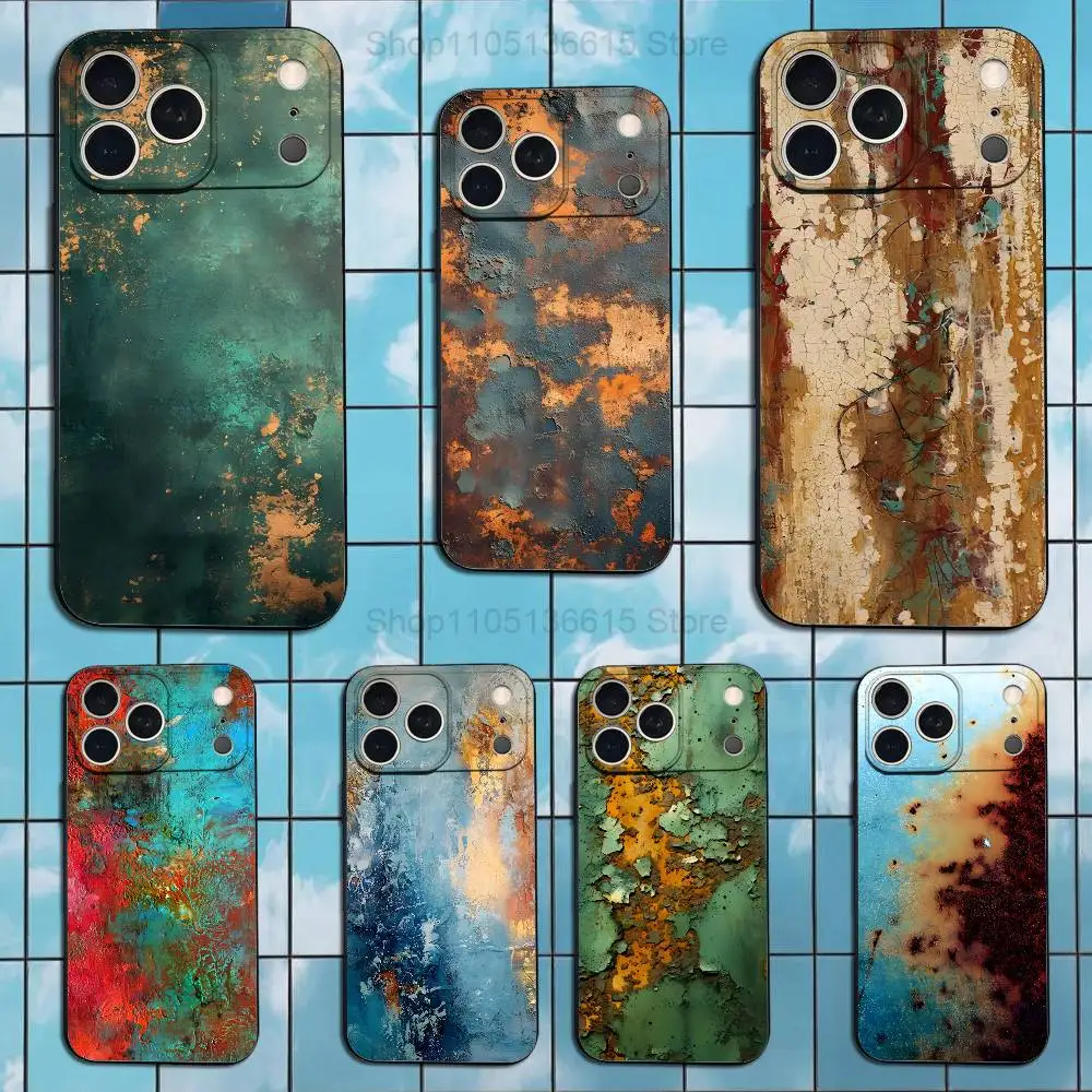 

Retro Industrial Rusty Style Case For iPhone 17,16,15,14,13,12,11 Plus,Pro Max,XS,X,XR,SE,Mini,8,7,Soft Silicone Black Cover