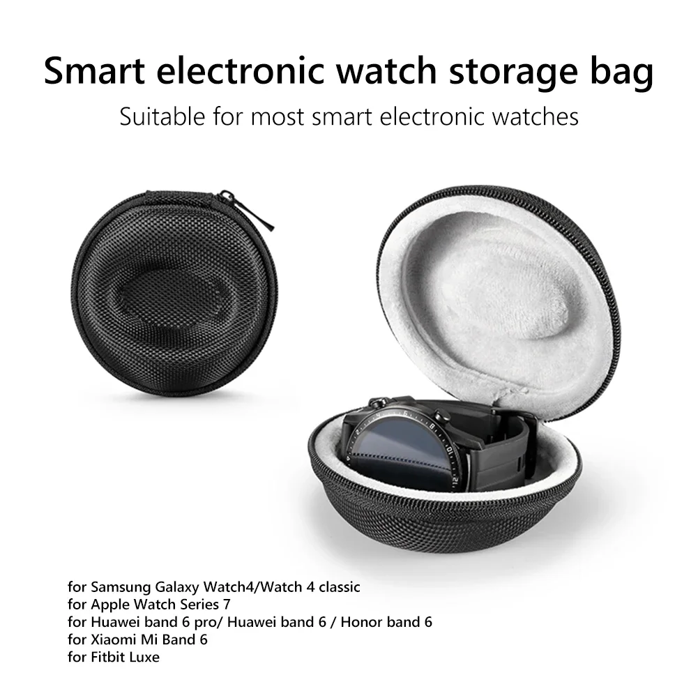 Zipper Watch Storage Box Pocket Smart Bracelet Protective Cover Case Pouch for Samsung Galaxy Watch4 Apple Watch Series 7 Huawei