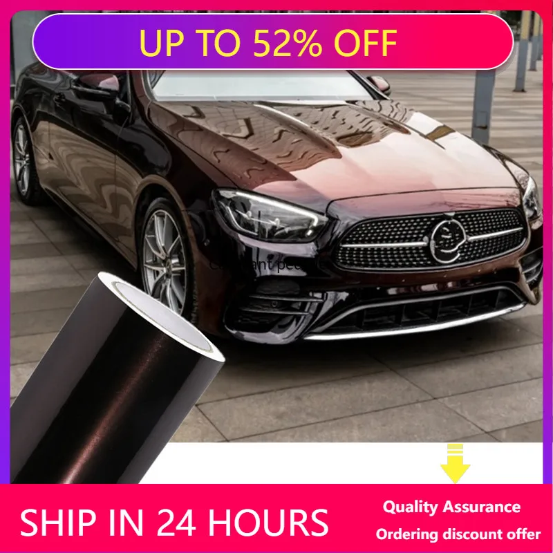 

quality Glossy Diamond Black Red Color Fliper Car Wrap Film Auto Plastic Auto Plastic Assurance Air passage pattern Stickers