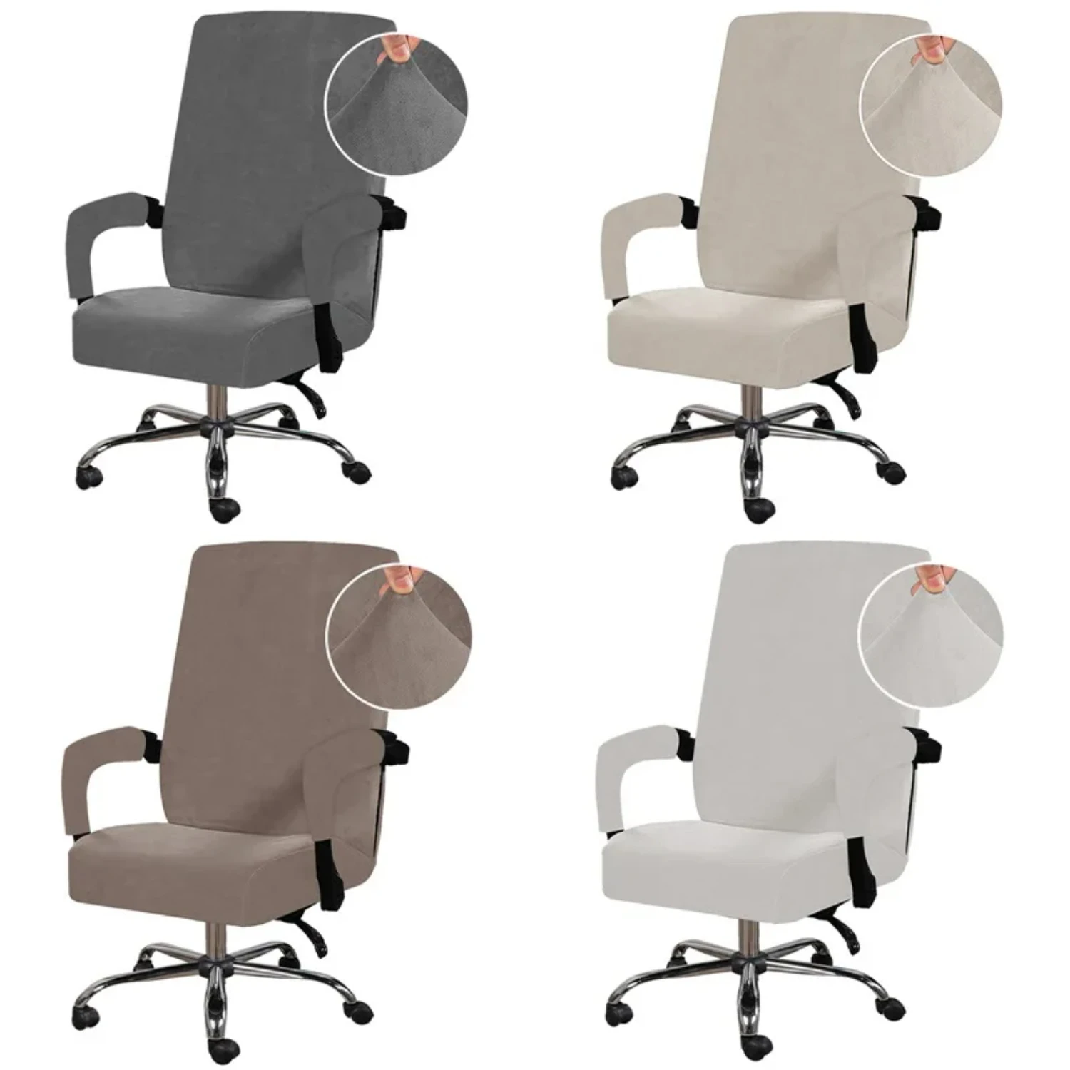 Soft and Stretchy Solid Color Velvet Office Chair Cover for Rotating Gaming and Study Armchairs - Protective Slipcovers for Comp