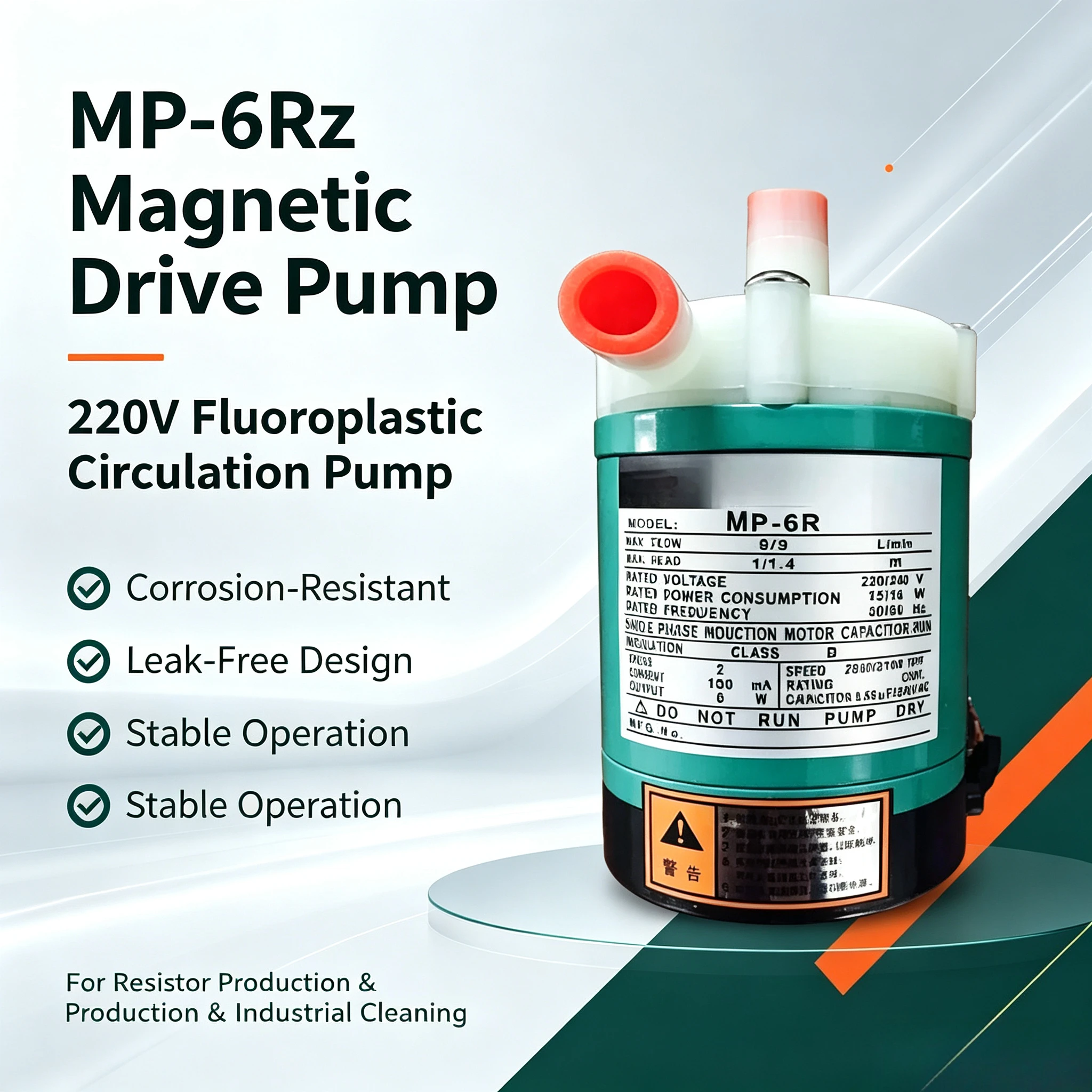 MP-6RZ 220V Fluoroplastic Magnetic Circulation Pump, Magnetic Drive Pump for Resistor Manufacturing Cleaning Process