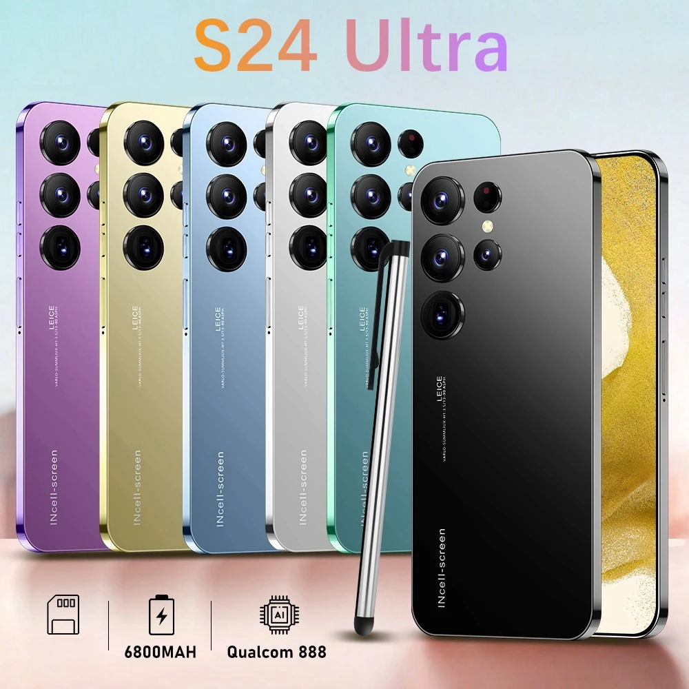 Telefony komórkowe S24 Ultra 6.8 HD Ekran SmartPhone Oryginalny 5G Dual Sim Celular Android Odblokowany telefon komórkowy Wersja globalna