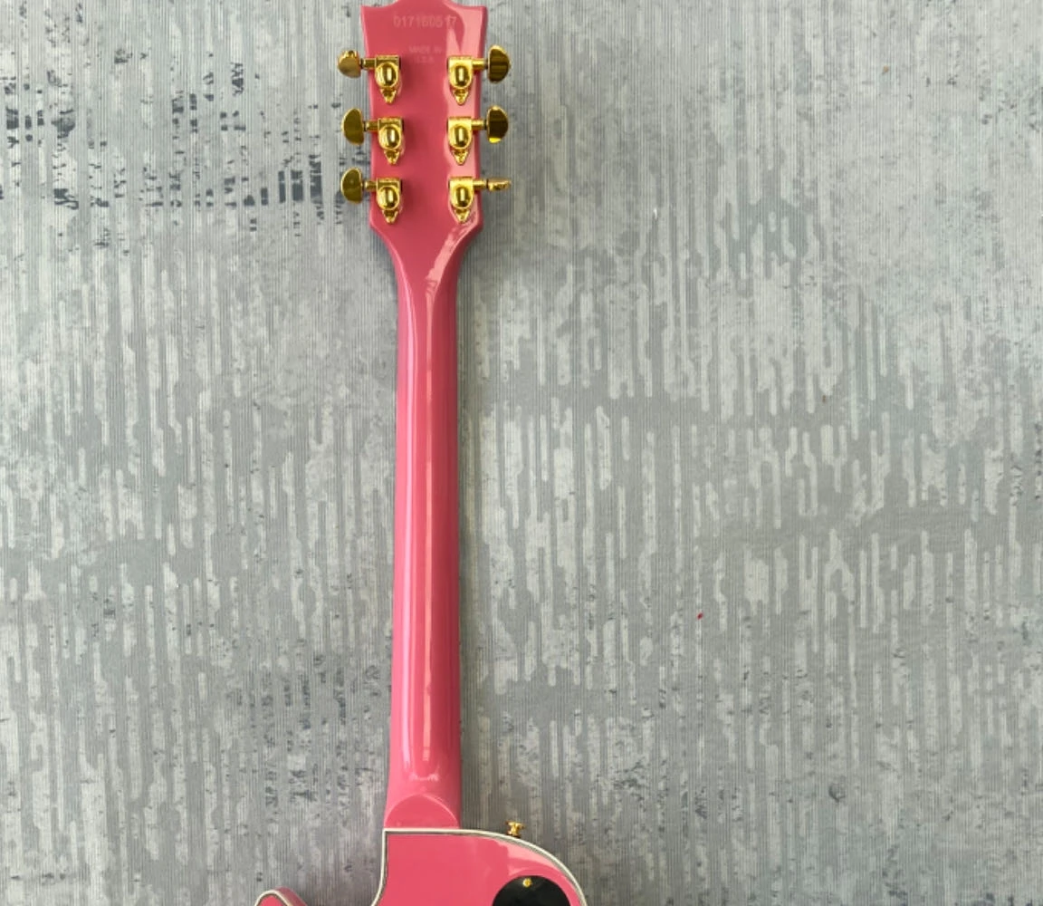 have logo Electric Guitar, pink opaque, Rosewood fingerboard Made in China