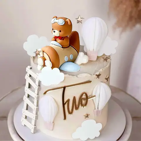 हवाई जहाज भालू केक टॉपर - समय मक्खियों के पहले जन्मदिन, बच्चे के जन्म की पार्टी के लिए हवाई जहाज भालू केक सजावट 8 best sales भालू केक टॉपर - №1