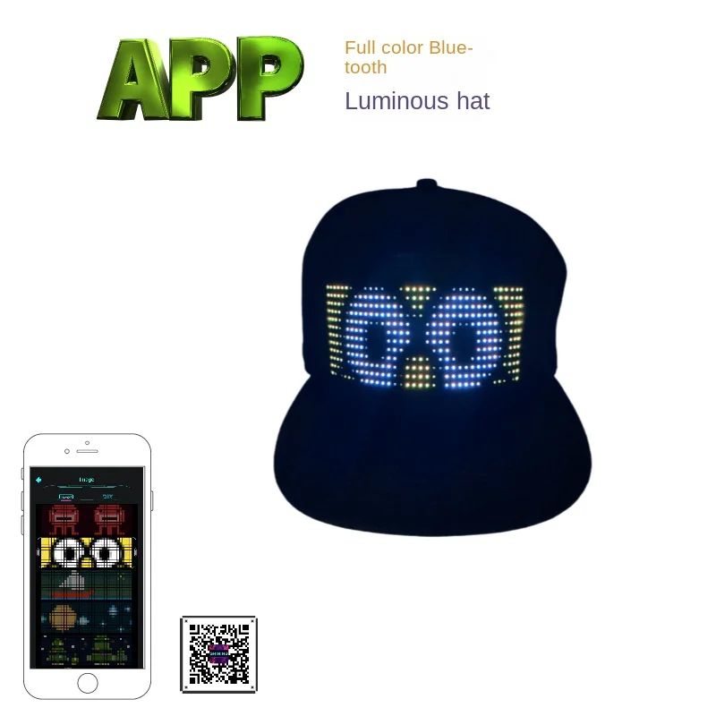 APP Editable LED Luminous Hat Prom Party Decoration Bluetooth Shiny Hat Multi Language Display Advertising Hat