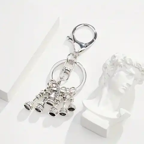 Creative New Metal Simulation Chess Pendant Keychain Alloy Pendant Keychain Entertainment Game Jewelry Discovery Jewelry Men's Gifts