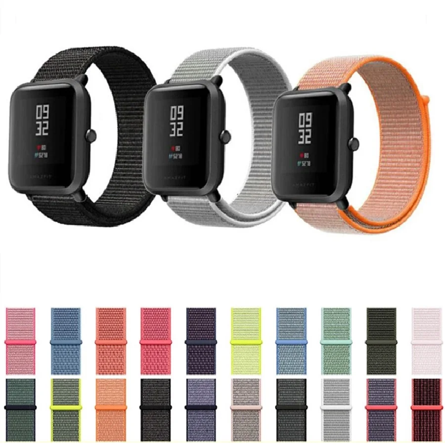 20 مللي متر الرياضة حلقة المنسوجة شريط للرسغ ل Xiaomi Huami Amazfit GTS GTR 42 مللي متر تنفس قابل للتعديل حزام (استيك) ساعة ل Amazfit Bip S لايت