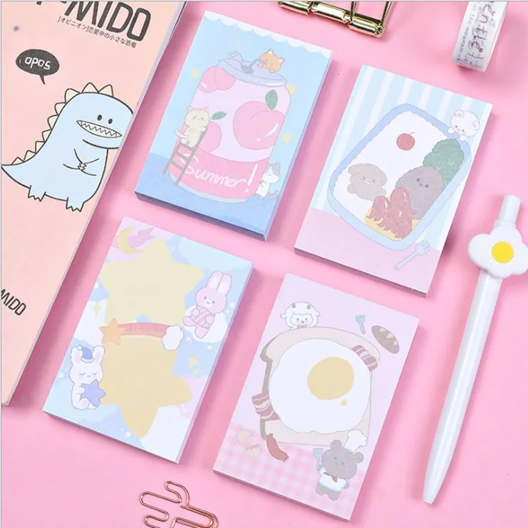 Kawaii Notes Korean Ins Cute Cartoon Girl Sticky Notes for Students Sticker Notes Memo Pad Cute Stationary Supplies
