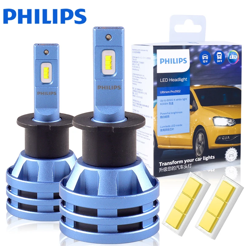 Philips Ultinon Essential H3 bombillas Led para faros de coche 6000K blanco superbrillante H3 LED lámpara antiniebla automática 12V 24V 2 uds