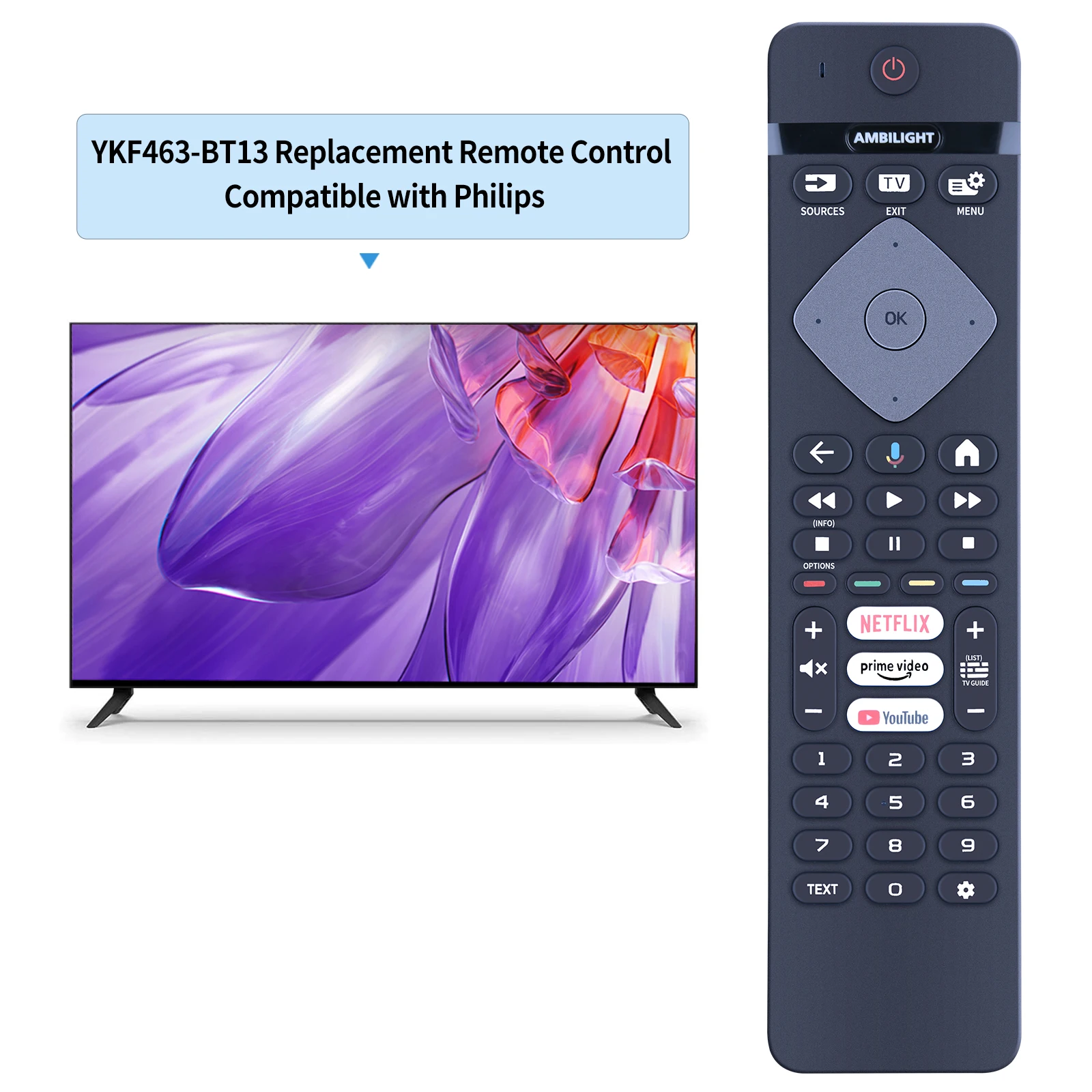 New 398GM10BEPHN0059HT YKF463-BT13 Voice Remote Control For Philips TV Netflix