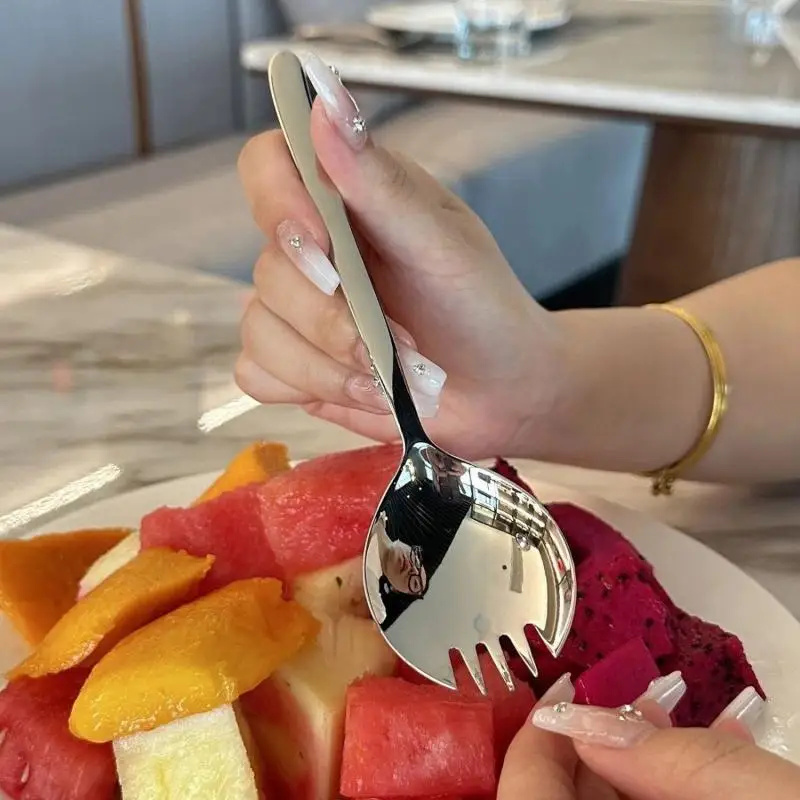 Creative Stainless Steel Salad Spoon Shovel Fork - Multi-Use Kitchen Utensil for Pasta Coffee Dessert Cake And Watermelon