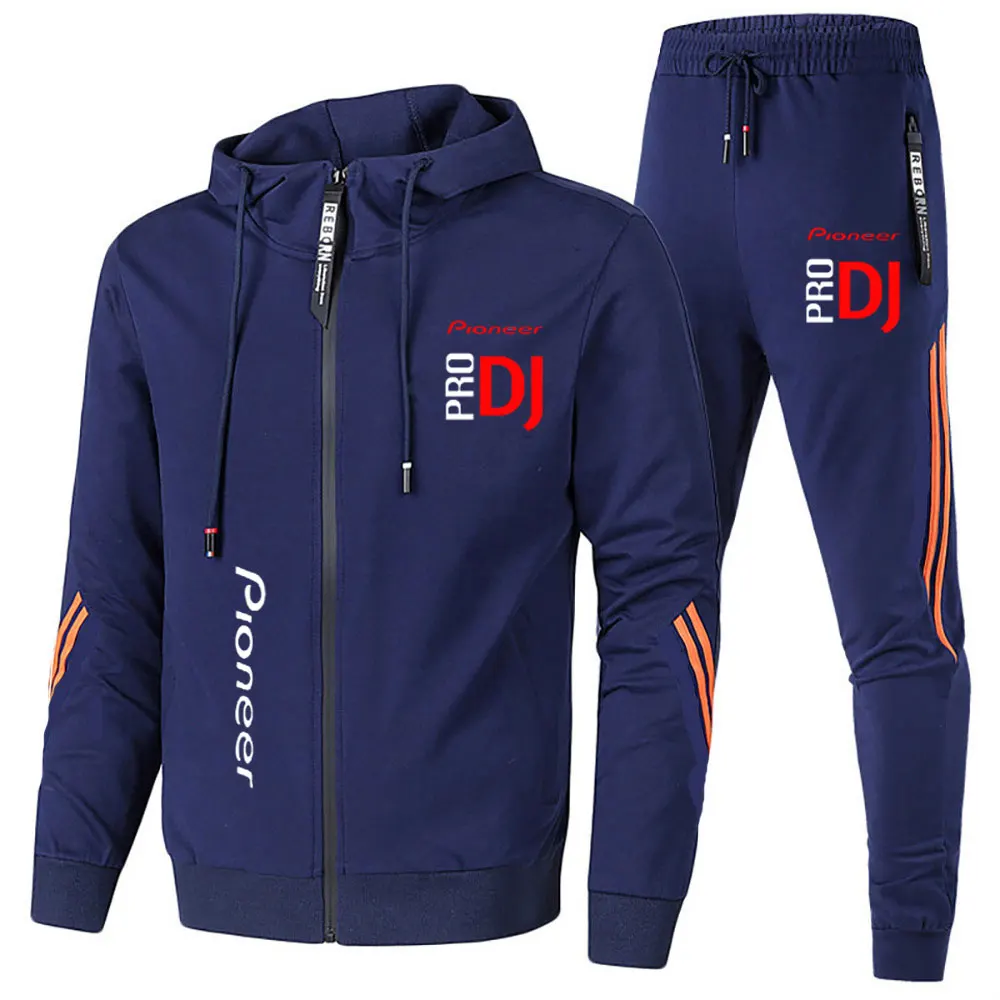 New Pioneer Pro DJ Fashion Zipper Hooded Sweater Casual Sports Quick Drying Men's Set Clothes+Pants Men's Set