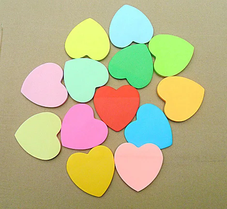 Colorful heart sticky Stationery Sticker Bookmarker Heart Shape Memo Pad Sticky Notes Message Pad sticker multicolour