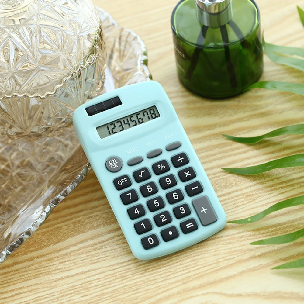 Mini Cute Calculator 8 Digits Display Solar & Battery Dual Power Portable Electronics Calculator Accounting Tool for School