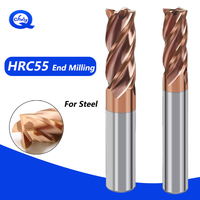 HRC55 Carbide end mill 1 2 4 5 6 8 10 12mm 4Flutes Milling Cutter Cutting Iron Cutter CNC Maching EndMill Milling Cutter